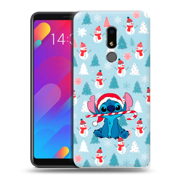 Пластиковый чехол на Meizu M8 Lite с принтом Стич Новый год