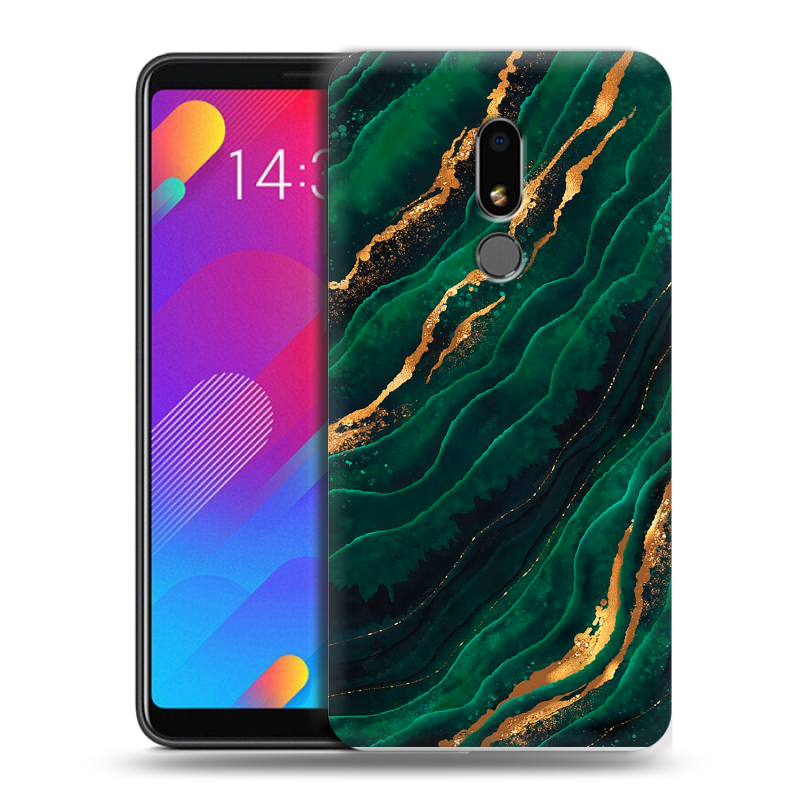 Пластиковый чехол на Meizu M8 Lite с принтом Мрамор зеленое золото Пластиковый чехол на Meizu M8 Lite с принтом Мрамор зеленое золото