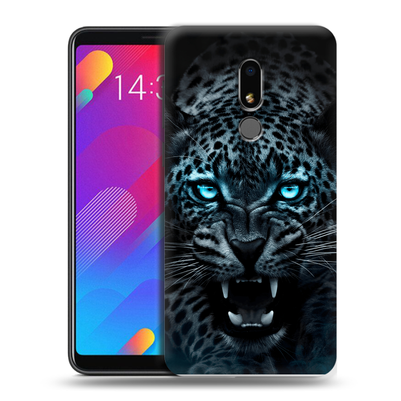 Пластиковый чехол на Meizu M8 Lite с принтом Темный леопард Пластиковый чехол на Meizu M8 Lite с принтом Темный леопард
