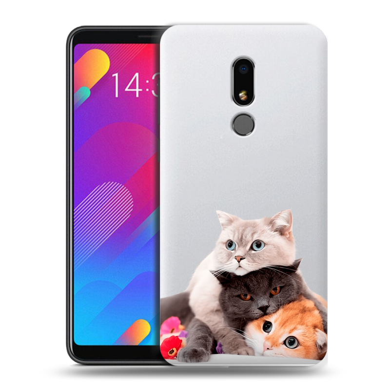 Пластиковый чехол на Meizu M8 Lite с принтом Кошки Пластиковый чехол на Meizu M8 Lite с принтом Кошки