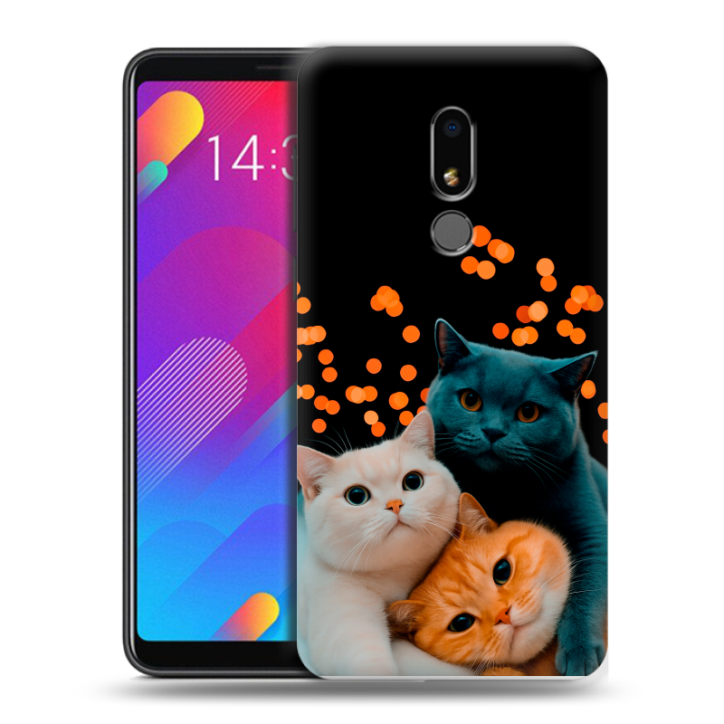 Пластиковый чехол на Meizu M8 Lite с принтом Кошки Пластиковый чехол на Meizu M8 Lite с принтом Кошки