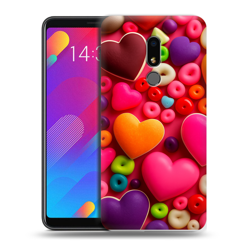 Пластиковый чехол на Meizu M8 Lite с принтом Сердечки Пластиковый чехол на Meizu M8 Lite с принтом Сердечки