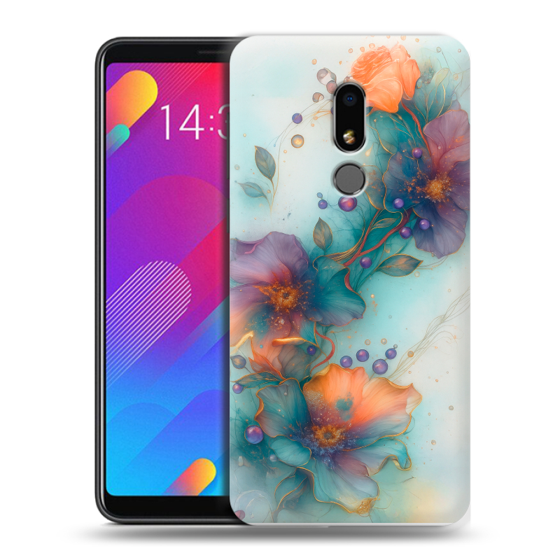 Пластиковый чехол на Meizu M8 Lite с принтом Акварельные цветы Пластиковый чехол на Meizu M8 Lite с принтом Акварельные цветы