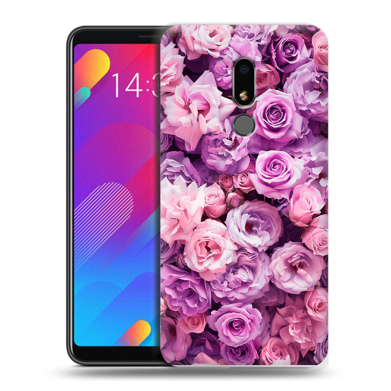 Пластиковый чехол на Meizu M8 Lite с принтом лавандовые розы Пластиковый чехол на Meizu M8 Lite с принтом лавандовые розы