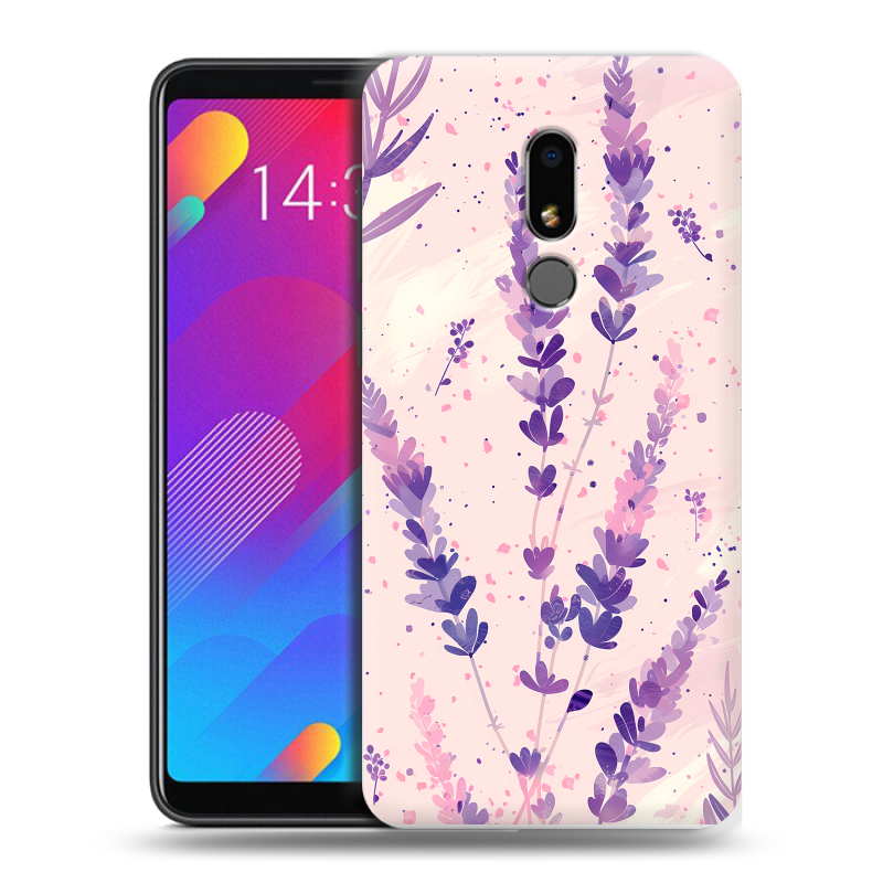 Пластиковый чехол на Meizu M8 Lite с принтом цветы лаванда Пластиковый чехол на Meizu M8 Lite с принтом цветы лаванда
