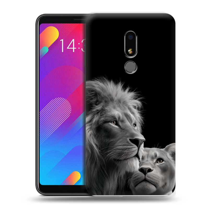 Пластиковый чехол на Meizu M8 Lite с принтом Лев кошки Пластиковый чехол на Meizu M8 Lite с принтом Лев кошки