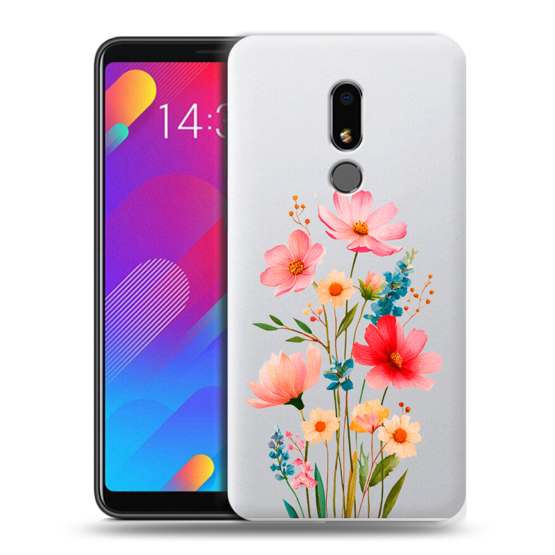 Пластиковый чехол на Meizu M8 Lite с принтом Цветы Пластиковый чехол на Meizu M8 Lite с принтом Цветы