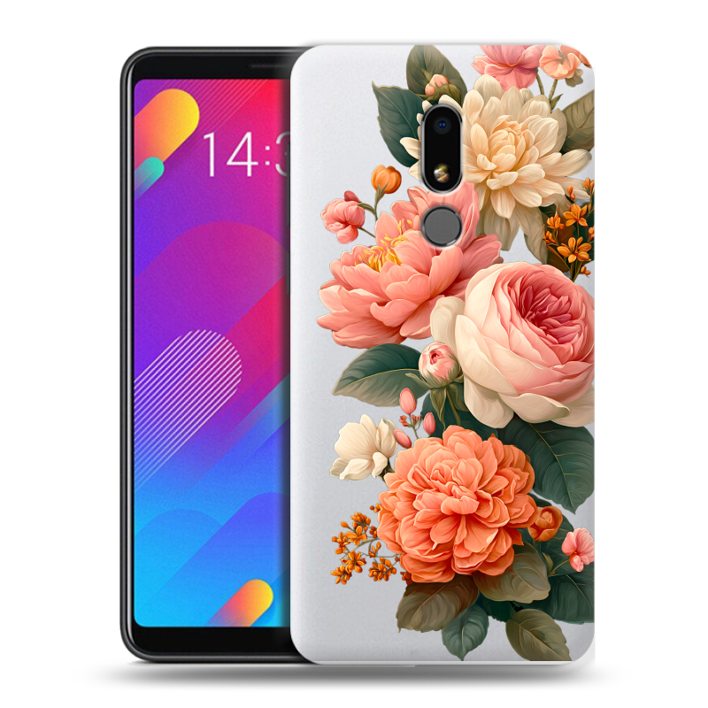 Пластиковый чехол на Meizu M8 Lite с принтом цветы Пластиковый чехол на Meizu M8 Lite с принтом цветы