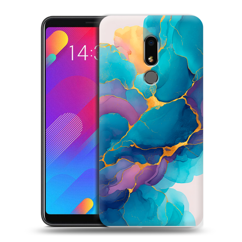 Пластиковый чехол на Meizu M8 Lite с принтом Мрамор блестки Пластиковый чехол на Meizu M8 Lite с принтом Мрамор блестки