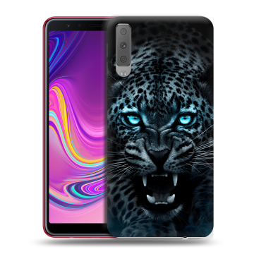 Силиконовый противоударный чехол на Samsung Galaxy A7 (2018) с принтом Темный леопард
