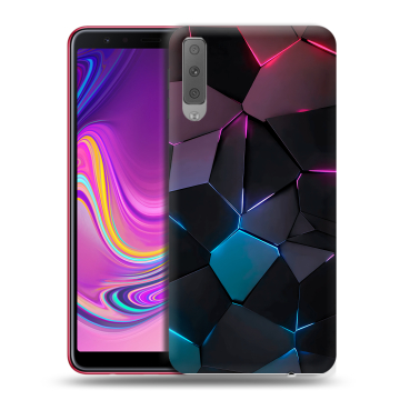 Силиконовый противоударный чехол на Samsung Galaxy A7 (2018) с принтом Геометрия неона
