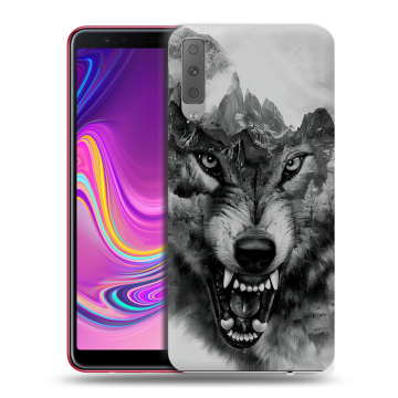 Силиконовый противоударный чехол на Samsung Galaxy A7 (2018) с принтом Волк