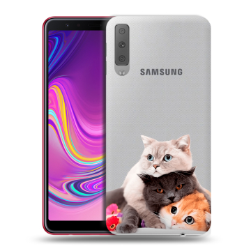 Силиконовый противоударный чехол на Samsung Galaxy A7 (2018) с принтом Кошки