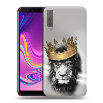 Силиконовый противоударный чехол на Samsung Galaxy A7 (2018) с принтом Лев с короной