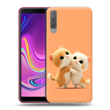 Силиконовый противоударный чехол на Samsung Galaxy A7 (2018) с принтом Милые котики