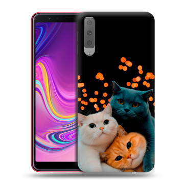 Силиконовый противоударный чехол на Samsung Galaxy A7 (2018) с принтом Кошки