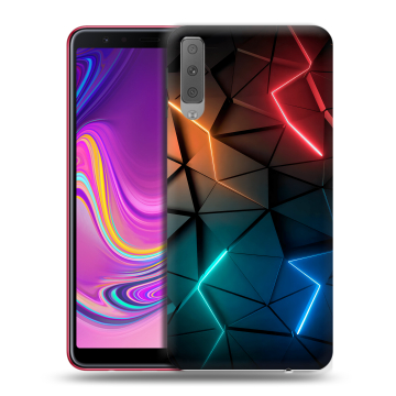 Силиконовый противоударный чехол на Samsung Galaxy A7 (2018) с принтом Абстракция неон
