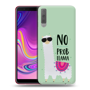 Силиконовый противоударный чехол на Samsung Galaxy A7 (2018) с принтом Лама