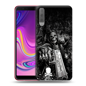 Силиконовый противоударный чехол на Samsung Galaxy A7 (2018) с принтом Скелет