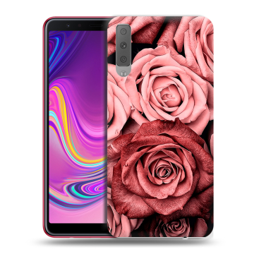 Силиконовый противоударный чехол на Samsung Galaxy A7 (2018) с принтом Цветы розы
