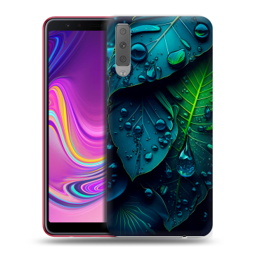 Силиконовый противоударный чехол на Samsung Galaxy A7 (2018) с принтом Листья