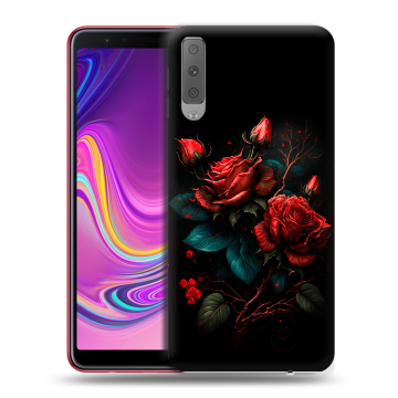 Силиконовый противоударный чехол на Samsung Galaxy A7 (2018) с принтом Розы красные Силиконовый противоударный чехол на Samsung Galaxy A7 (2018) с принтом Розы красные