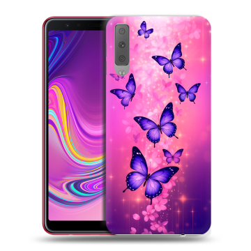 Силиконовый противоударный чехол на Samsung Galaxy A7 (2018) с принтом Бабочки Силиконовый противоударный чехол на Samsung Galaxy A7 (2018) с принтом Бабочки