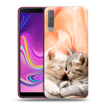 Силиконовый противоударный чехол на Samsung Galaxy A7 (2018) с принтом Котята Силиконовый противоударный чехол на Samsung Galaxy A7 (2018) с принтом Котята