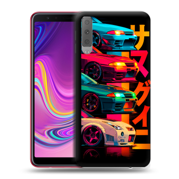 Силиконовый противоударный чехол на Samsung Galaxy A7 (2018) с принтом Гоночные машины Силиконовый противоударный чехол на Samsung Galaxy A7 (2018) с принтом Гоночные машины