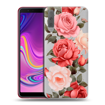 Силиконовый противоударный чехол на Samsung Galaxy A7 (2018) с принтом Розы Силиконовый противоударный чехол на Samsung Galaxy A7 (2018) с принтом Розы