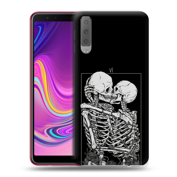 Силиконовый противоударный чехол на Samsung Galaxy A7 (2018) с принтом Поцелуй скелетов Силиконовый противоударный чехол на Samsung Galaxy A7 (2018) с принтом Поцелуй скелетов