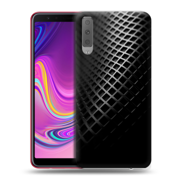 Силиконовый противоударный чехол на Samsung Galaxy A7 (2018) с принтом Текстура металла Силиконовый противоударный чехол на Samsung Galaxy A7 (2018) с принтом Текстура металла