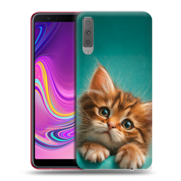 Силиконовый противоударный чехол на Samsung Galaxy A7 (2018) с принтом котенок Силиконовый противоударный чехол на Samsung Galaxy A7 (2018) с принтом котенок