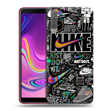 Силиконовый противоударный чехол на Samsung Galaxy A7 (2018) с принтом Найк Силиконовый противоударный чехол на Samsung Galaxy A7 (2018) с принтом Найк
