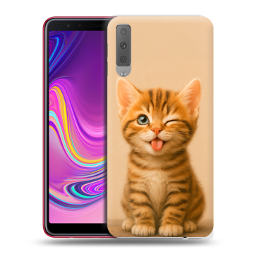 Силиконовый противоударный чехол на Samsung Galaxy A7 (2018) с принтом котенок Силиконовый противоударный чехол на Samsung Galaxy A7 (2018) с принтом котенок