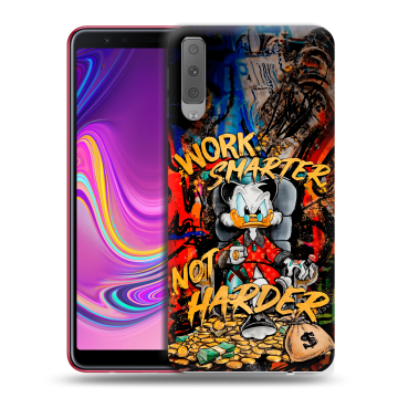 Силиконовый противоударный чехол на Samsung Galaxy A7 (2018) с принтом Дональд Дак Деньги Силиконовый противоударный чехол на Samsung Galaxy A7 (2018) с принтом Дональд Дак Деньги