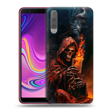 Силиконовый противоударный чехол на Samsung Galaxy A7 (2018) с принтом Скелет и карты Силиконовый противоударный чехол на Samsung Galaxy A7 (2018) с принтом Скелет и карты