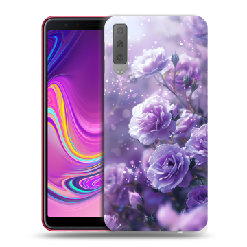 Силиконовый противоударный чехол на Samsung Galaxy A7 (2018) с принтом Розы цветы Силиконовый противоударный чехол на Samsung Galaxy A7 (2018) с принтом Розы цветы