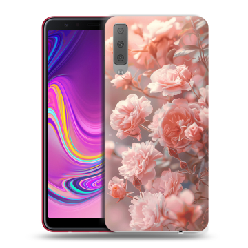 Силиконовый противоударный чехол на Samsung Galaxy A7 (2018) с принтом Розовые розы Силиконовый противоударный чехол на Samsung Galaxy A7 (2018) с принтом Розовые розы