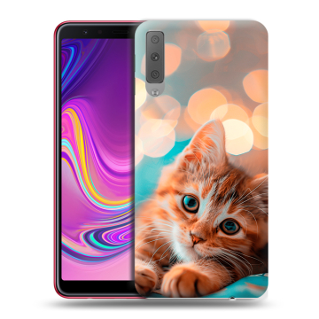 Силиконовый противоударный чехол на Samsung Galaxy A7 (2018) с принтом котик Силиконовый противоударный чехол на Samsung Galaxy A7 (2018) с принтом котик