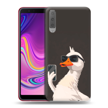 Силиконовый противоударный чехол на Samsung Galaxy A7 (2018) с принтом утка в очках Силиконовый противоударный чехол на Samsung Galaxy A7 (2018) с принтом утка в очках