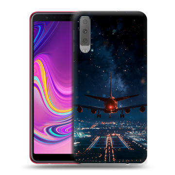 Силиконовый противоударный чехол на Samsung Galaxy A7 (2018) с принтом самолет Силиконовый противоударный чехол на Samsung Galaxy A7 (2018) с принтом самолет