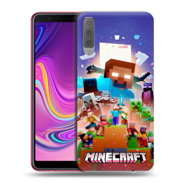 Силиконовый противоударный чехол на Samsung Galaxy A7 (2018) с принтом Майнкрафт Minecraft Силиконовый противоударный чехол на Samsung Galaxy A7 (2018) с принтом Майнкрафт Minecraft