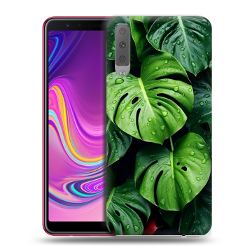 Силиконовый противоударный чехол на Samsung Galaxy A7 (2018) с принтом Листья Силиконовый противоударный чехол на Samsung Galaxy A7 (2018) с принтом Листья