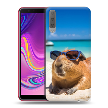 Силиконовый противоударный чехол на Samsung Galaxy A7 (2018) с принтом Капибара Силиконовый противоударный чехол на Samsung Galaxy A7 (2018) с принтом Капибара