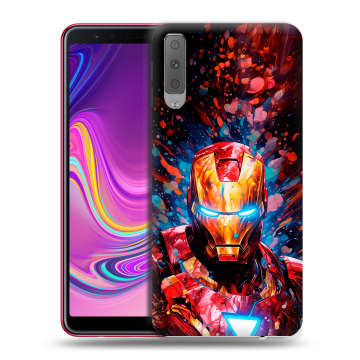 Силиконовый противоударный чехол на Samsung Galaxy A7 (2018) с принтом Железный человек Ironman Силиконовый противоударный чехол на Samsung Galaxy A7 (2018) с принтом Железный человек Ironman