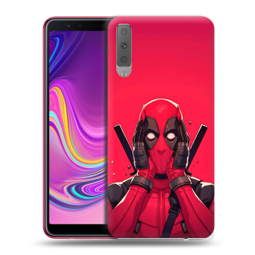Силиконовый противоударный чехол на Samsung Galaxy A7 (2018) с принтом Дедпул Deadpool Силиконовый противоударный чехол на Samsung Galaxy A7 (2018) с принтом Дедпул Deadpool