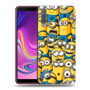 Силиконовый противоударный чехол на Samsung Galaxy A7 (2018) с принтом Миньоны Силиконовый противоударный чехол на Samsung Galaxy A7 (2018) с принтом Миньоны