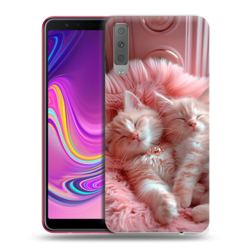 Силиконовый противоударный чехол на Samsung Galaxy A7 (2018) с принтом котята котики Силиконовый противоударный чехол на Samsung Galaxy A7 (2018) с принтом котята котики