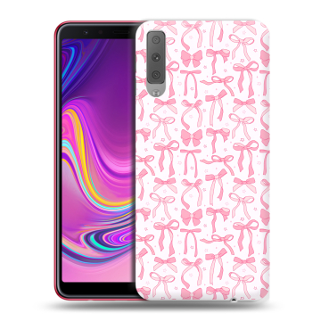 Силиконовый противоударный чехол на Samsung Galaxy A7 (2018) с принтом Розовые бантики Силиконовый противоударный чехол на Samsung Galaxy A7 (2018) с принтом Розовые бантики